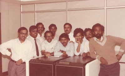 Infosys - Picture taken when INFY was started. This picture was found in the album of the clerk who took this picture...The picture was with that clerk only because it was his birthday and he just told everyone to stand together at one place to take a pic.He borrow a camera from his friend and as he can not tell any of his boss to take pic, so he took pic by himself... even it was his birthday.