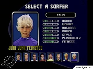 Championship Surfer - Championship Surfer http://psx.ign.com/objects/015/015287.html Surfing makes an appearance on the PlayStation with CHAMPIONSHIP SURFER. Choose a board and hit the wave in six different game modes. Championship mode is a tournament, complete with time limits and panel scoring just like real surf competitions. Arcade mode has a point-based system; score enough points and avoid the obstacles to advance to the next round. Play a game of Simon Says in the Trick Attack mode, or just surf for a specific amount of time in the Time Attack mode. If you simply want a casual day at the beach, use the Free Surf mode and don't worry about scores or time limits. For the ultimate challenge, you and your friends should play the Rumble mode where points are scored by knocking your opponent off the wave. Get ready to hang ten any way you want with CHAMPIONSHIP SURFER