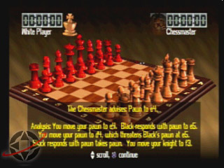 Chessmaster II - Chessmaster II http://psx.ign.com/objects/011/011800.html Chess is one of the oldest board games on Earth; even the Egyptians played an early form of it. Now, chess comes to the PlayStation with THE CHESSMASTER II. Choose from 24 animated chess sets, including Mycenae, Egyptian, Isle of Lewis, and Stanton. Try to checkmate your friends, or challenge one of the 64 computer opponents (each with a different style of play and varying degrees of skill), or try to beat one of the 30 Grandmaster profiles. Youï¿½ll never miss an opening in the 3D mode, since you can rotate the camera to any angle you want. Or, if you prefer, play on a flat 2D board. THE CHESSMASTER II brings the thrills and challenges of chess to life.