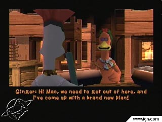 Chicken Run - Chicken Run http://psx.ign.com/objects/014/014922.html CHICKEN RUN brings the comedy and excitement of the film to the PlayStation. The chickens of Tweedy Farm don't want to become pies; help Ginger and Rocky as they explore the farm to find the materials they need to escape. However, they must avoid the guard dogs and lit areas or the heroes will be in great peril. Luckily, these chickens have a radar system that lets them know where the bad guys are lurking and which way they are looking. If the canines detect the chickens, Ginger and Rocky can dispose of the guards with the most dangerous weapon known to man, Brussels sprouts. With the completion of each mission, enjoy a full-motion video sequence from the film that shows how the plan works out. Use stealth and guile to escape the pie machine in CHICKEN RUN.