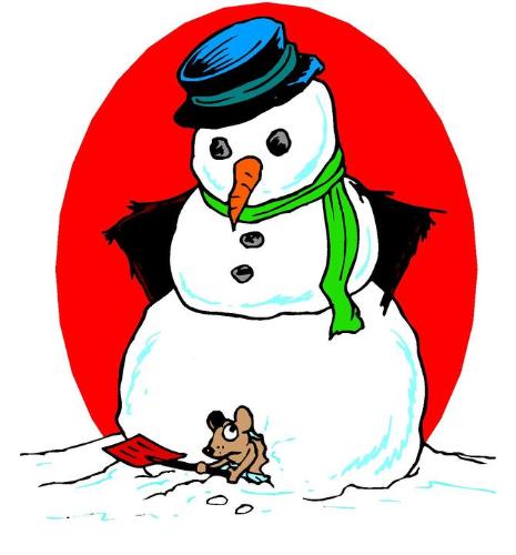 Snowman on red background - snowman on red background