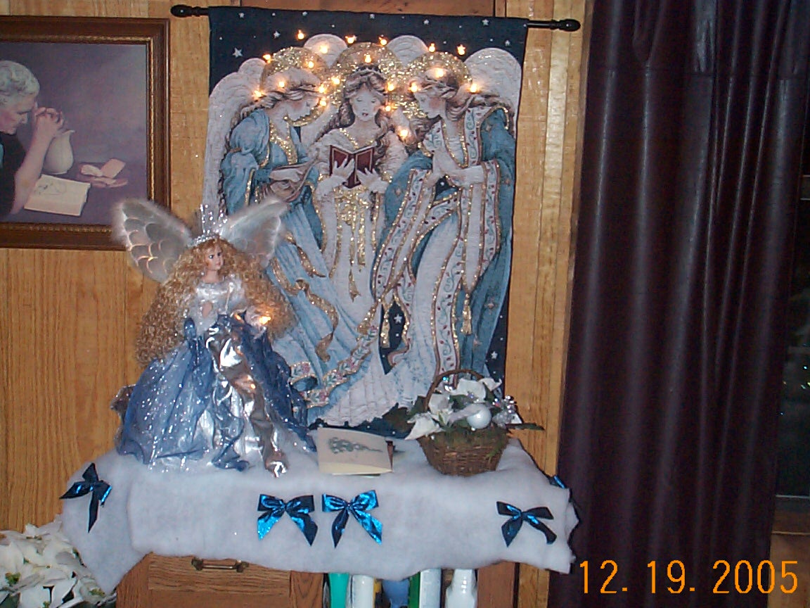 Christmas angel display - I'm an angel lover and believer.  Angels are a big part of my life and my christmas