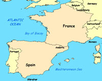 maps - spain and france
