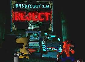 Crash Bandicoot - Crash Bandicoot For months, Sony insisted that Crash Bandicoot was NOT their new mascot. For months, Naughty Dog Software insisted that Crash Bandicoot isn't Sony's answer to Super Mario 64. For months they went so far as to say that the games are completely different and shouldn't be compared. But the comparison is irresistible. Crash may not offer the graphical smoothness or versatility of Mario's vast new world, but its brilliantly colorful and complex jungle environments boast true diversity of shape and texture - kind of a tiki room Cabinet of Dr. Caligari. Look beyond the pretty pixels, however, and Crash weighs in at only slightly above average.