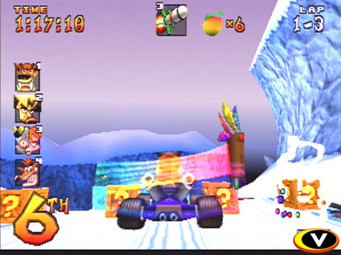 Crash Team Racing - Crash Team Racing OK, let's say you're a big game company. You've got a mascot - he's absolutely huge with 'the kids.' You've made a nice little chunk of change off your little guy, but the kids are wising up to the fact that every game you've put out has only had minimal improvements over the previous one, and they aren't buying your little guy like they used to. You've got too much riding on him to stop now - action figures, shirts, and don't forget the talk of a cartoon that your licensing department keeps tossing around. You need a new hook... a new style of game to get the kids right back where you want them. But at the same time, you really don't actually want to have to think up a new concept for a game. So you do what so many developers have done before you - you toss your mascot, his arch nemesis, and a bunch of other characters from your games into go-karts. Then you start designing tracks filled with weapon power-ups. Before you know it, you're shipping yet another Mario Kart clone into the marketplace! Hey, big win, right? For most of the developers out there, the answer is no. Most of the Mario Kart clones that have come out thus far have either added unwelcome elements to the gameplay or have just plain sucked at ripping off the original console kart game. Naughty Dog, however, has managed to create a Mario Kart clone that does everything right. While it has a Diddy Kong Racing-like adventure element to it, as well as a bit of a storyline, it rarely aspires to be more than a great mascot racing game.