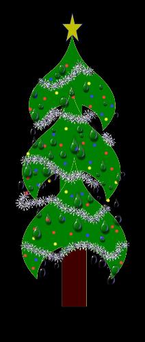 Christmas Tree - Christmas tree with tinsel, lights, and star