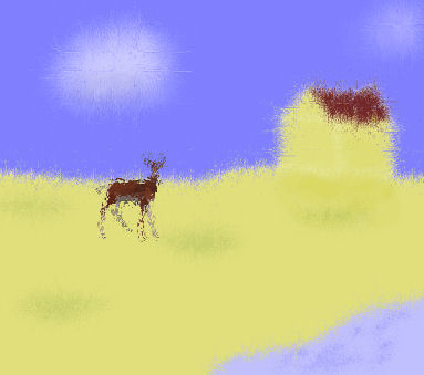 Farmhouse - Farmhouse with deer and pond.