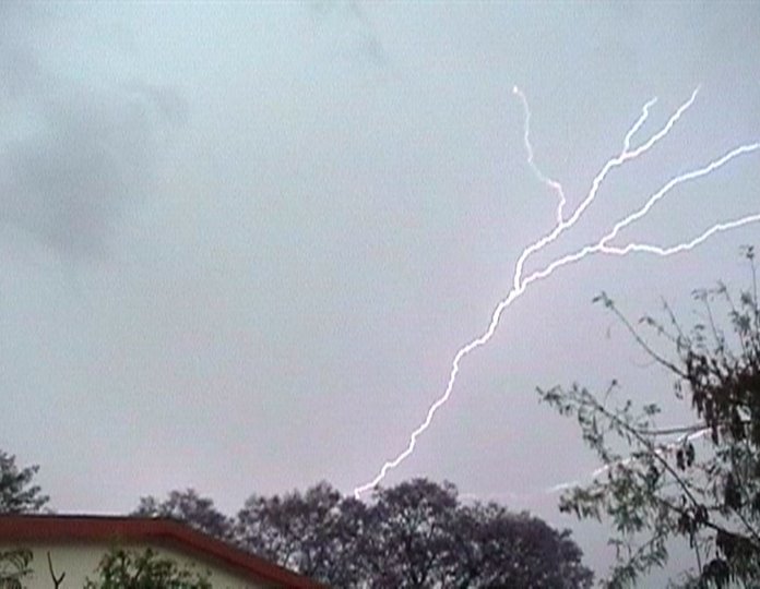 Devils Fork - Lightning streaking overhead in the shape of the devils fork! It is freeky when lightning is right above you!