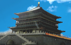 xi'an bell tower - flag building in xi'an