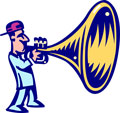 Bugle Boy - This is a picture of a boy sounding the bugle. It is used to announce something