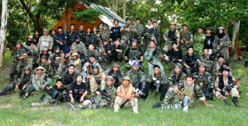 war games photo op before the game :) - comrades at arms :)