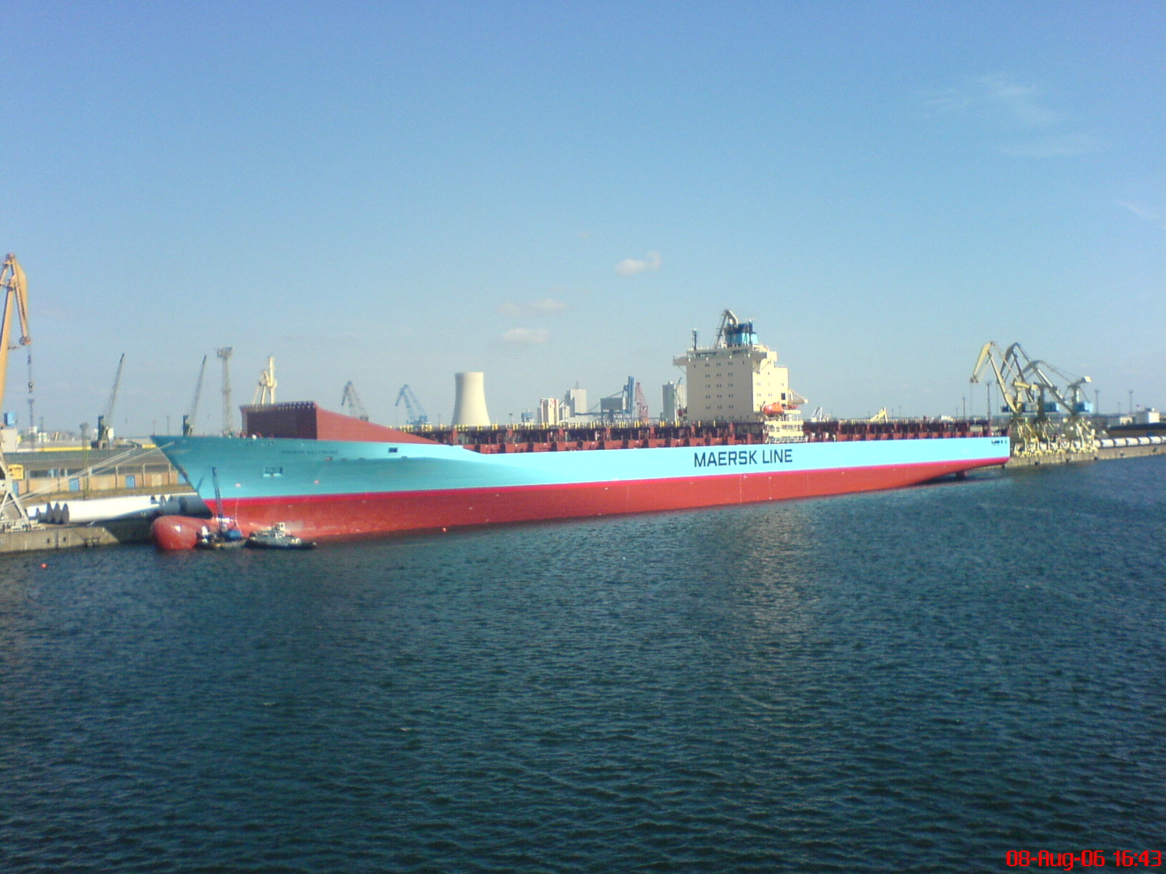 New build Maersk Container ship at Rostock Harbour - My summerjob as sailor at scandlines