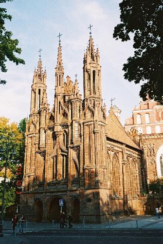 St.Ann Cathedral, 14th century. - Legend says, when Napoleon was in Lithuania, he was so impressed by the cathedral that he wanted to move it to Paris. Pillars of Gedeminas,one of the earilest symbols of Lituania. 33 kinds of bricks were used when building the cathedral! There are no flat surfaces above the portal,3 kinds of arches.