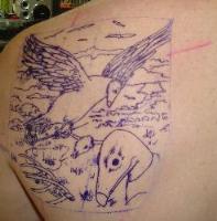 start of vulture tattoo.