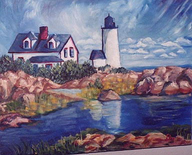 lighthouse - painting of a lighthouse done in oils