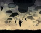 air drop - airborne division during a dusk airdrop.