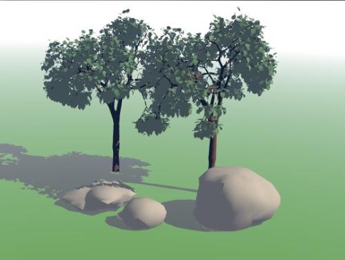 Trees and Rocks - I made this pic with Bryce 3D image rendering. The picture isn't very professional, I made it in about 1 hour.