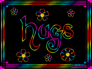 hugs, meant to cheer someone up - rainbow square a bit on the dark side however appropriate when you are not sure the situation where you wish to cheer someone up.