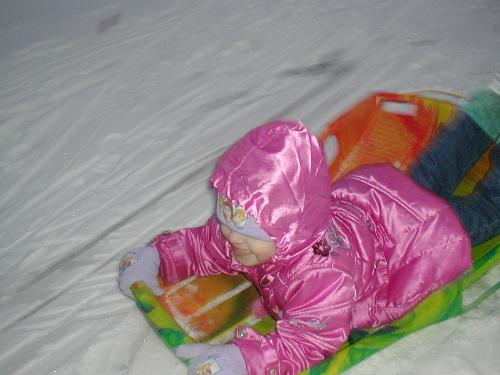 Serena sleding at Nanny's house 12/1/06 - my daughter loves the snow