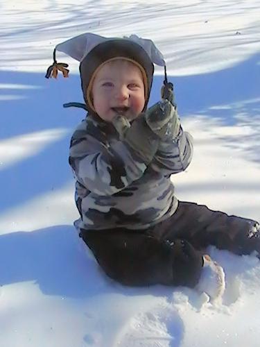 logans first snow - logan