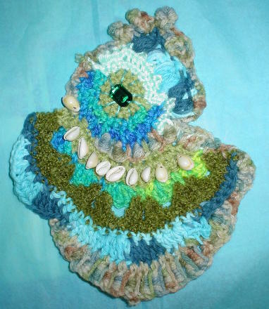 Freeform yarn piece. - Freeform crochet piece to be added in later to a garment or purse or pillow.