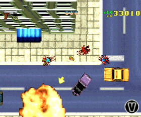 Grand Theft Auto - Grand Theft Auto http://www.gamespot.com/ps/adventure/grandtheftauto/index.html Grand Theft Auto puts you in the role of a small-time criminal who is looking for a way to make a name for himself in the crime business. The quickest way to do so is by getting on the good side of the local crime boss by jacking cars, running drugs, and the ever-popular contract killing. In one of the game's most notable missions, you pick up a big rig loaded with explosives. Your task is to drive the rig into the police station, get out, and get away before taking out the pigs where they live.