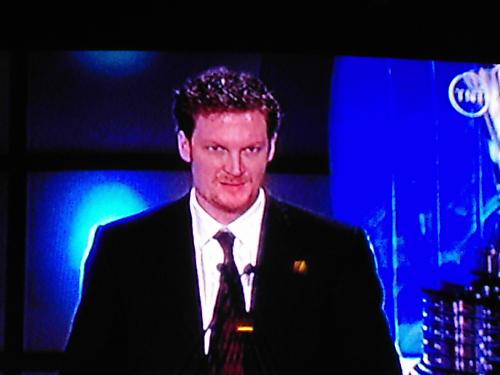 Dale Jr. - Picture I took of the tv while watching the Nascar Cup series awards..
