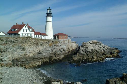 Portland Head Lighthouse, Cape Elizabeth, Maine, U - Maine has 5,500 miles of coastline and is about as big as all of the other five New England States combined.  'Maine is a state that still has more trees than people, more miles of unspoiled coastline, and more good will than you'll find anywhere. Every season has much to offer, but fall in Maine may be the best of all.' - Governor Angus King.
