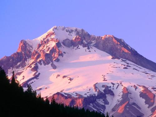 Alpenglow on the Slopes of Mount Hood, Oregon -  - Destination - Alpenglow on the Slopes of Mount Hood, Oregon - ............ Best locations from around the world ... Truly an adventurer's paradise...High Resolution Photography