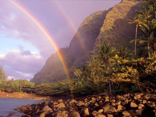 Double Rainbow, Kee Beach, Kauai, Hawaii - 1600x - Destination - Double Rainbow, Kee Beach, Kauai, Hawaii - 1600x............ Best locations from around the world ... Truly an adventurer's paradise...High Resolution Photography