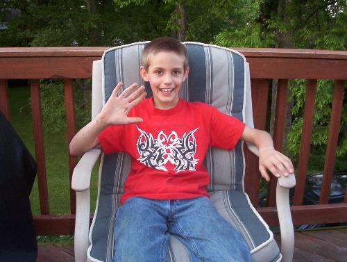 my son - This past spring on the deck out back