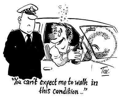 drunk driver - caricature