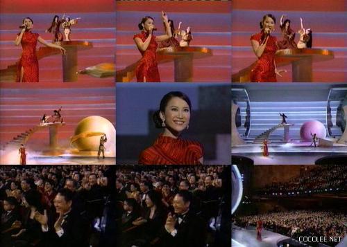 performing at the oscars - A photo montage of her performing the English version of the theme song for Crouching Tiger Hidden Dragon [Which won the Oscar for Best Foreign Film] The name of the english version is 'A Love Before Time' while the title of the mandarin version translated is 'Moonlight Lover'. She was commended by many for her stunning performance and her ability to hit the B-Flat notes perfectly.