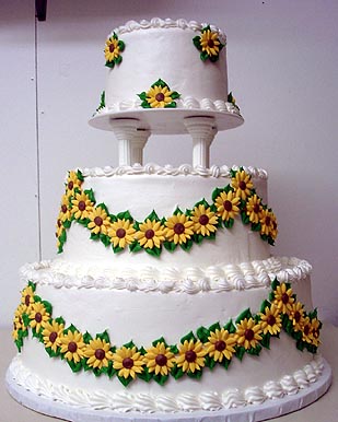 wedding cake with sunflowers - wedding cake with sunflowers