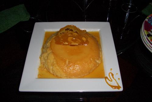 Flan, caramel custard - this is a photo of a Mexican Flan which is a caramel custard made with eggs, sugar, condensed milk and evaporated milk.  It's absolutely amazing!  Very sweet, creamy and light.  Not always easy to make, though.