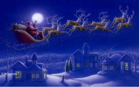 Santas Sleigh - Merry Christmas - Santas Sleigh on Christmas Night
