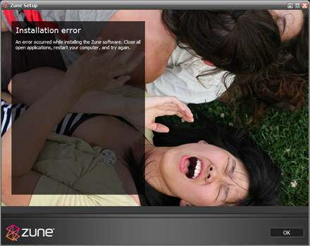 zune error - zune installation error