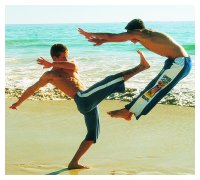 this is the capoeira - capoeira is a dance but also to lear how to defense your self
