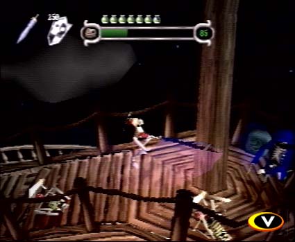 MediEvil - MediEvil http://www.gamespot.com/ps/adventure/medievil/index.html Sony's MediEvil takes place in a fictional Gallowmere, relaying the legend of a one Sir Daniel Fortesque. At one time, Sir Dan was Gallowmere's most esteemed knight, until he died fending off the evil sorcerer Zarok's battalion. As the fable goes, Sir Dan's demise wasn't of the heroic proportions of, say, William Wallace, but the king put on the big spin (for national security) and documented history as such. Well, Zarok didn't die back then, and now his magic brings Dan back accidentally, and incidentally, around the time that Zarok feels his new army of evil dead and plug-uglies is prepared to go at it once again. So, as Sir Dan, you're given a second chance to save the land, if you can live up to your own weighty reputation.