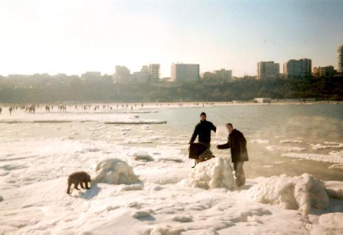 on the frozen sea - what it's that guy doing?