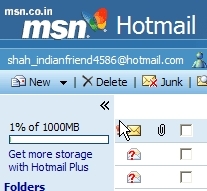 MSN HOTMAIL - MSN HOTMAIL WITH 1000MB STORAGE