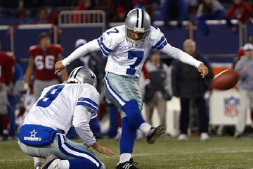 winning field goal - the winning field goal to take the lead over the giants with 1 second left placing the cowboys 2 games ahead for the divison
