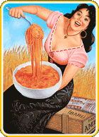 Pasta anyone - Well this lady is slim but she has a great big bowl of pasta is she going to eat it all by herself?
