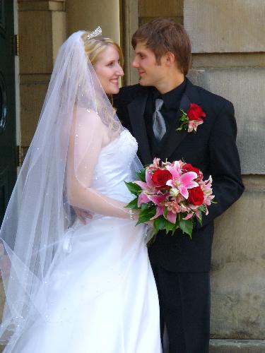 Wedding - Posing in front of the town hall