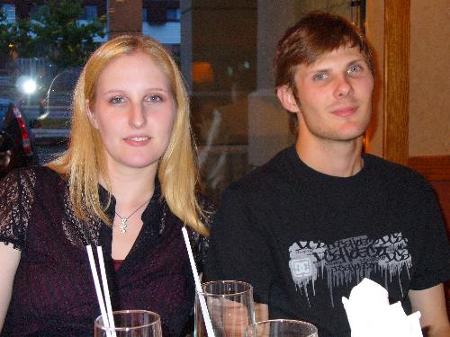 Rehearsal dinner - Aaron and I at our rehearsal dinner.