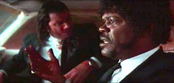 Pulp Fiction  - An inside look at a memorable community of criminals. Prizefighter Butch Coolidge has decided to stop payment on a deal he's made with the devil. Honey Bunny and Pumpkin are a couple of young lovers and small time thieves who decide they need a change of venue. Meanwhile, two career criminals, Vincent Vega and Jules, go about their daily business of shooting up other crooks who are late on payments to their boss. While one is asked to babysit their boss' dangerously pretty young wife, the other suddenly realizes that he must give up his life of crime.