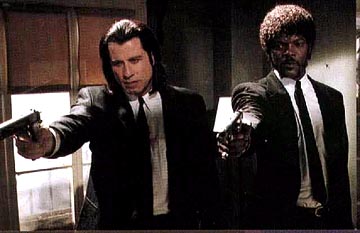 Pulp Fiction  - An inside look at a memorable community of criminals. Prizefighter Butch Coolidge has decided to stop payment on a deal he's made with the devil. Honey Bunny and Pumpkin are a couple of young lovers and small time thieves who decide they need a change of venue. Meanwhile, two career criminals, Vincent Vega and Jules, go about their daily business of shooting up other crooks who are late on payments to their boss. While one is asked to babysit their boss' dangerously pretty young wife, the other suddenly realizes that he must give up his life of crime.
