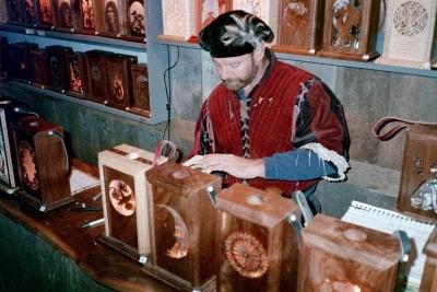 Crafter at Renaissance Festival in Annapolis, MD - This guy made some incredible items. He had a booth at the Renaissance Faire in Annapolis, MD in October of 1999. I visited there with my mother-in-law and we had a really fun time.