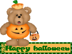 trick or treat - halloween image of a teddy bear dressed like a pumpkin