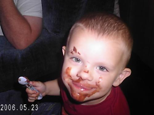 my son Tyler - This is my son Tyler.He was indulging in chocolate and got it all over his face.